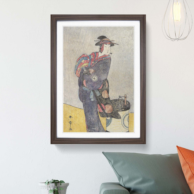 Fourth Iwai Hanshiro by Katsukawa Shunsho - Picture Frame Painting Print, 36cm H x 27cm W x 2cm D, Walnut Framed