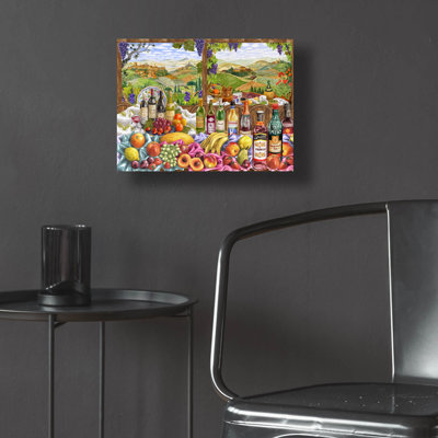 Art mural en verre épique «Tuscany with Wine and Fruit» par Gale Pitt, 16 po x 12 po