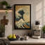 Great Wave in Blue Japandi - Wrapped Canvas-1640810056-1640810060