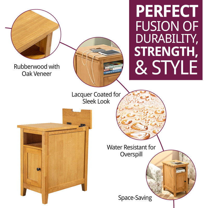30cm W Rubberwood Bedside Table