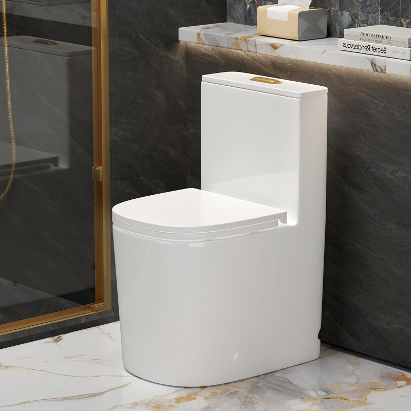 Toilette monobloc compacte moderne Yingze, entraxe de 30,5 cm, profondeur réduite de 50,8 cm pour les petites salles de bain, double chasse d'eau 1/1,28 gal/min, double chasse d'eau cyclonique, entièrement carénée, abattant à fermeture amortie inclus, noire