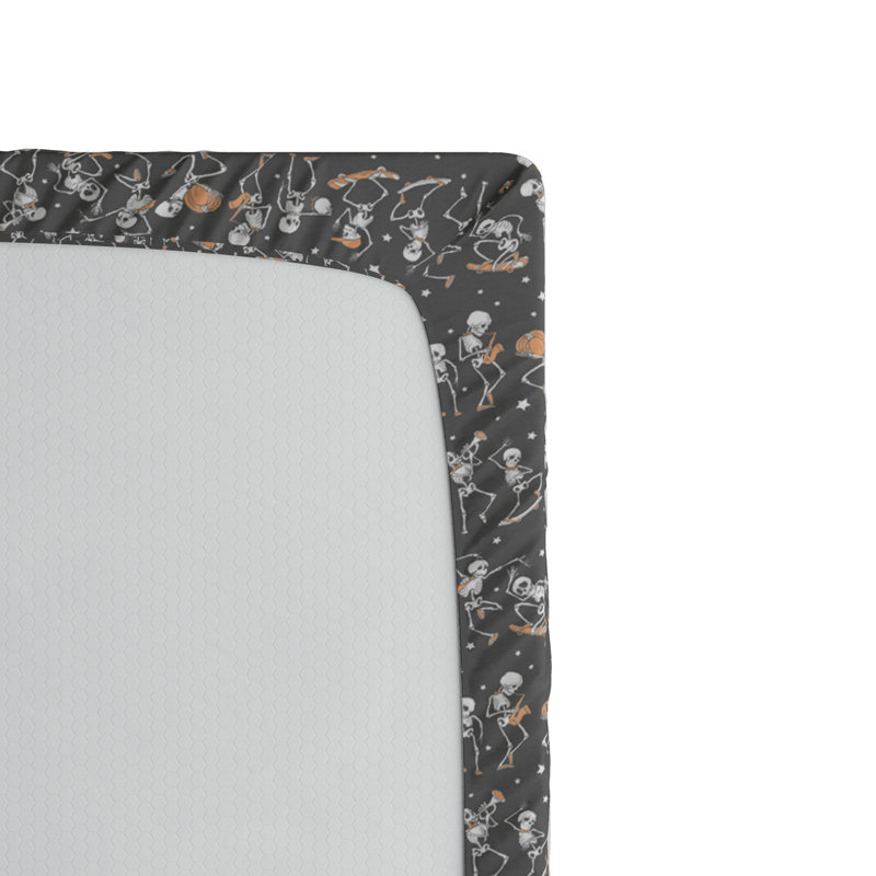 Microfiber Floral Fitted Sheet, Twin XL Fitted Sheet, Black Skeleton