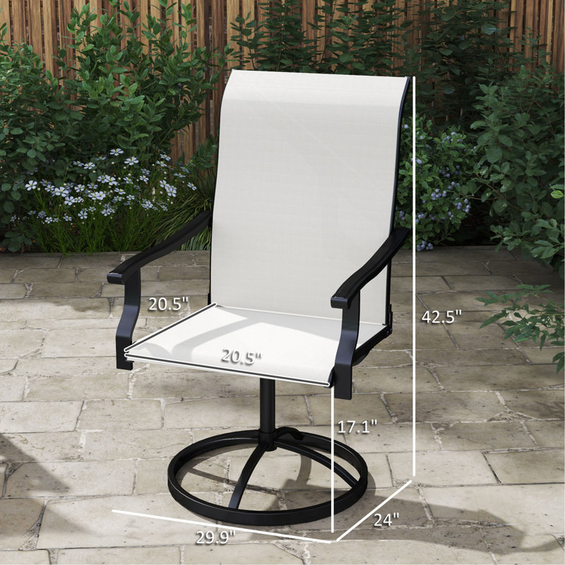 Ensemble de 2 chaises d'extérieur, chaises pivotantes, Noir/crème