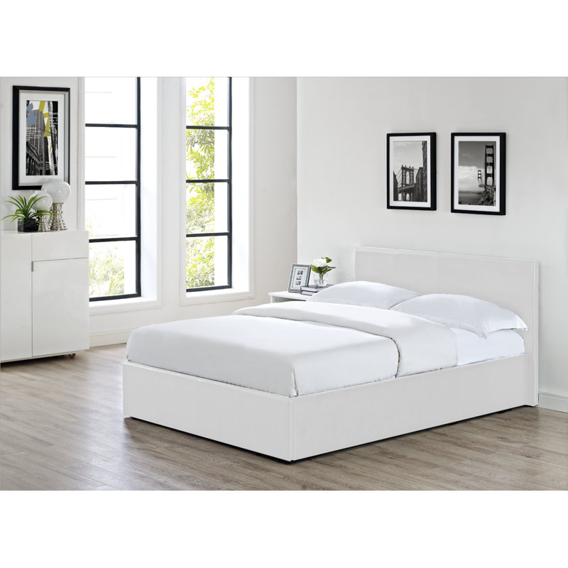 Lolita Upholstered Ottoman Bed, White, Kingsize (5')