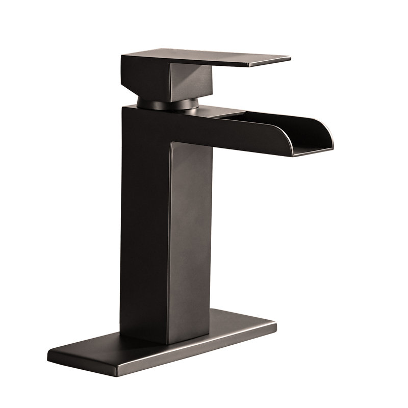 Robinet de lavabo de salle de bain à poignée simple 1 ou 3 trous avec plateforme, Noir mat