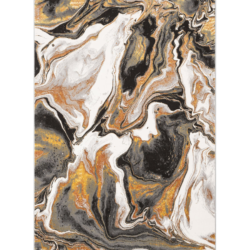 Well Woven Cairo Fay Abstract Modern Yellow Rug, Rectangle 160cm x 220cm