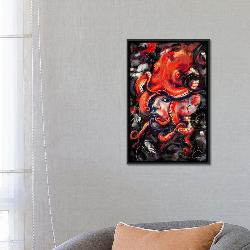 « empress octo », impression sur toile, H 26 po x l 18 po x P 1,5 po, Toile avec cadre noir, Pas de tapis