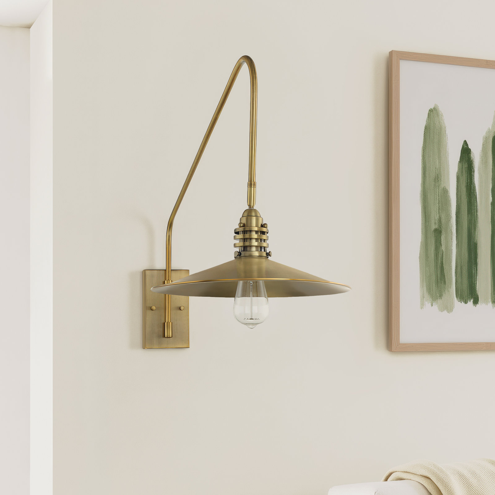 Steel Armed Sconce, Warm Brass