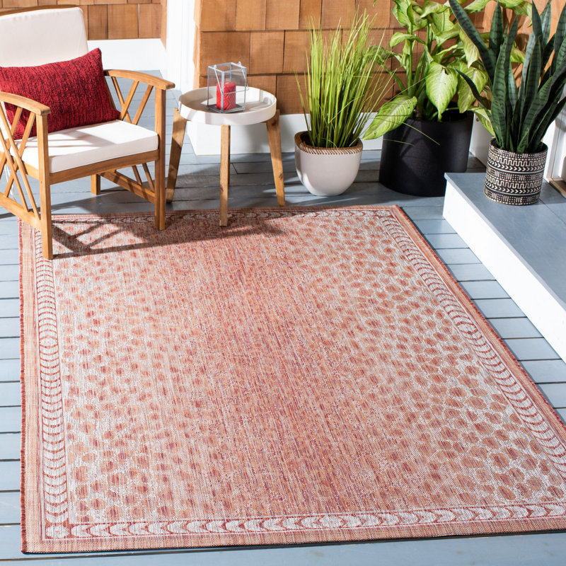 Lomawai Animal Print Power Loom Rust/Beige Indoor/Outdoor Area Rug, Rectangle 9' x 12'