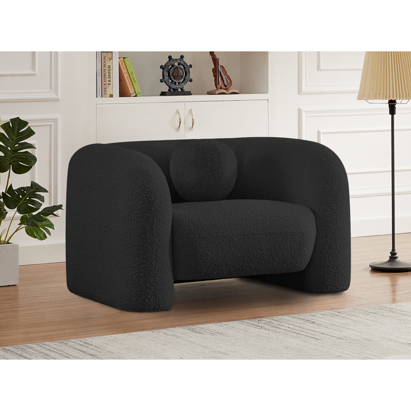 Fauteuil l 44 po Izadora, Tissu bouclé noir
