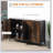 Industrial Buffet Cabinet with Adjustable Shelves – Steel Frame, Wood Grain Finish, Anti-Tip Design