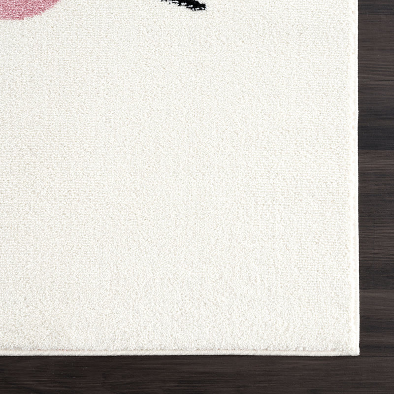 Somona KID120A Contemporary Pink And Yellow Kitten Area Rug, Rectangle 4' x 6'