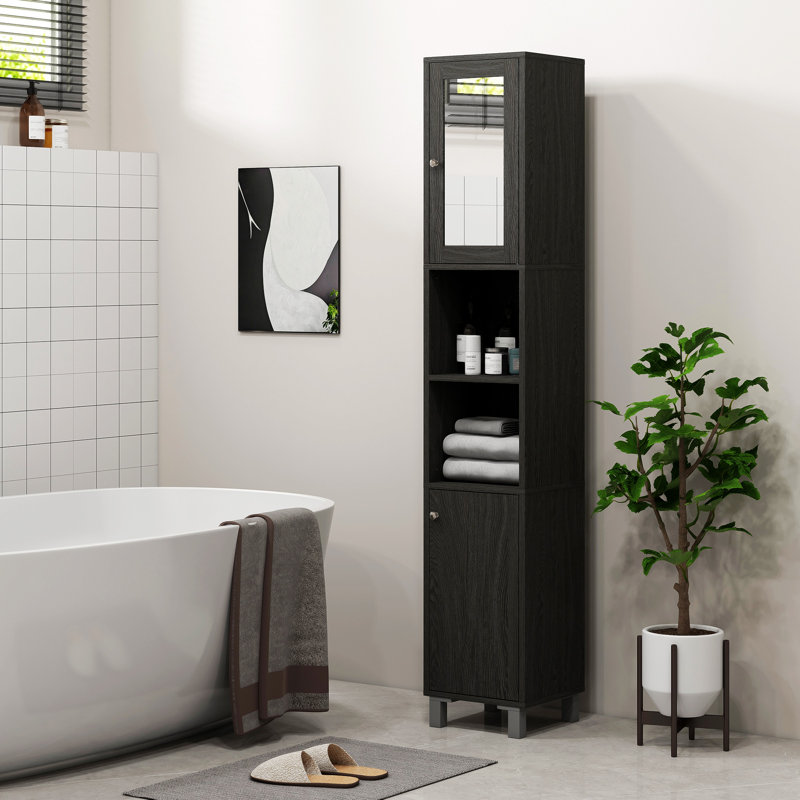 Armoire de rangement haute avec miroir Kleankin, Gris