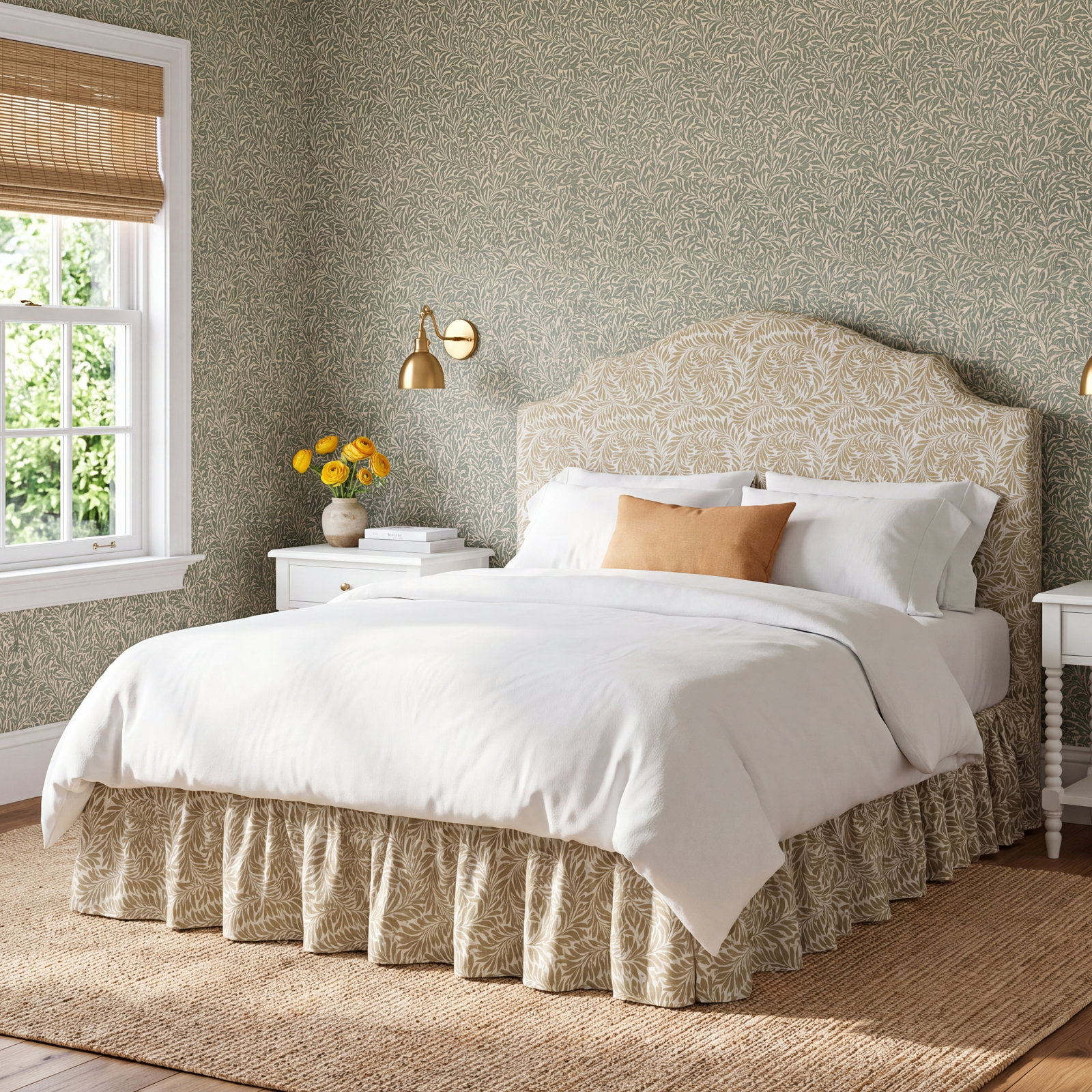 Stoffer Home x Cloth & Co. Cotton Upholstered Bed, Olive Mauve, King