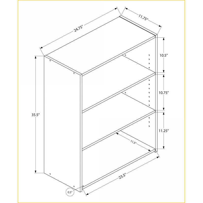 Bookshelf | 4-Tier 36”H | Adjustable Shelves | Transitional Style | Slate Gray | Particle Board, Gray