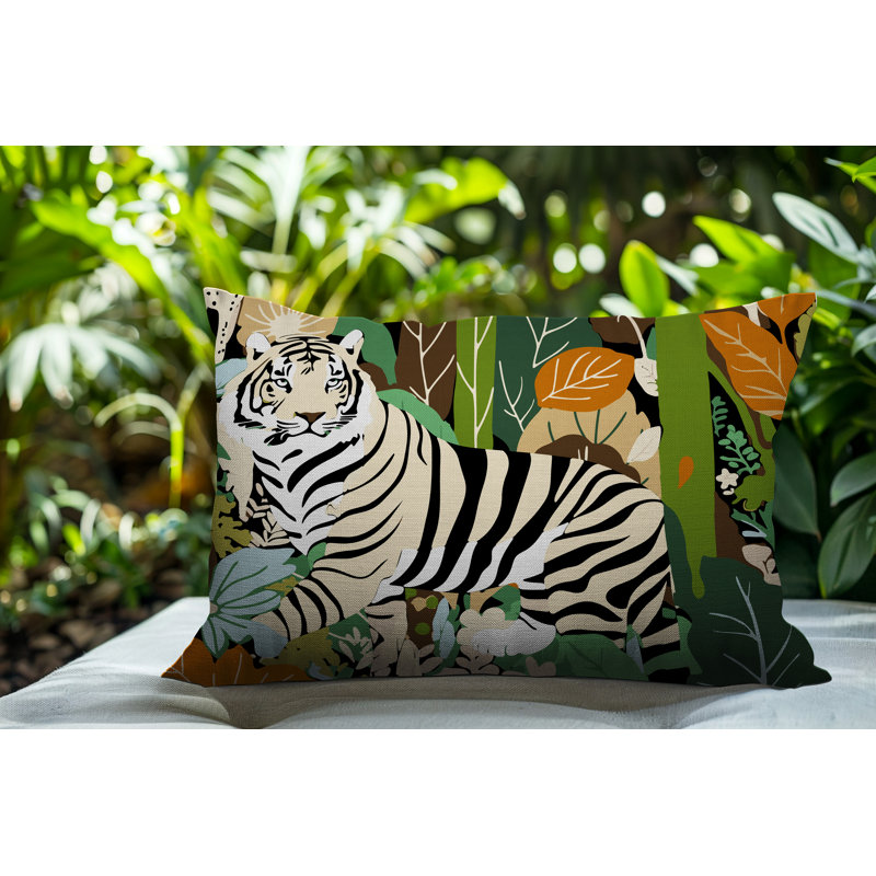 Kyo Tiger Reversible Indoor/Outdoor Rectangle Pillow, 25"H x 18"W, Orange