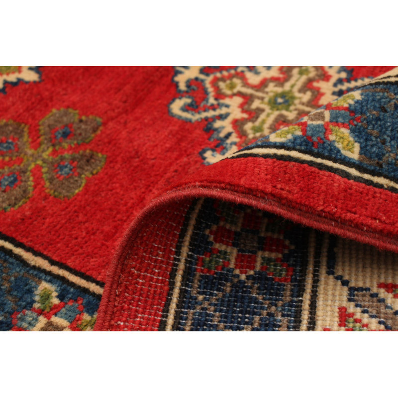 Tapis décoratif en laine rouge de conception unique 6 pi 4 po X 8 pi 10 po noué à la main New Age