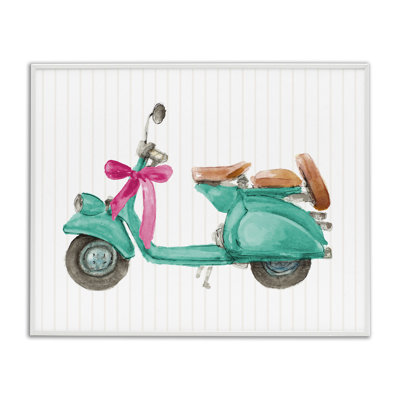Turquoise Scooter & Bow  Framed Giclee Art by Lanie Loreth