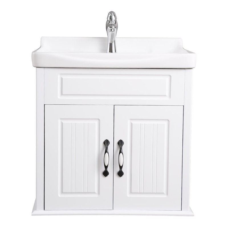 The Renovators Supply Inc. 23.625'' Gloss Square Bathroom Sink with Faucet and Overflow