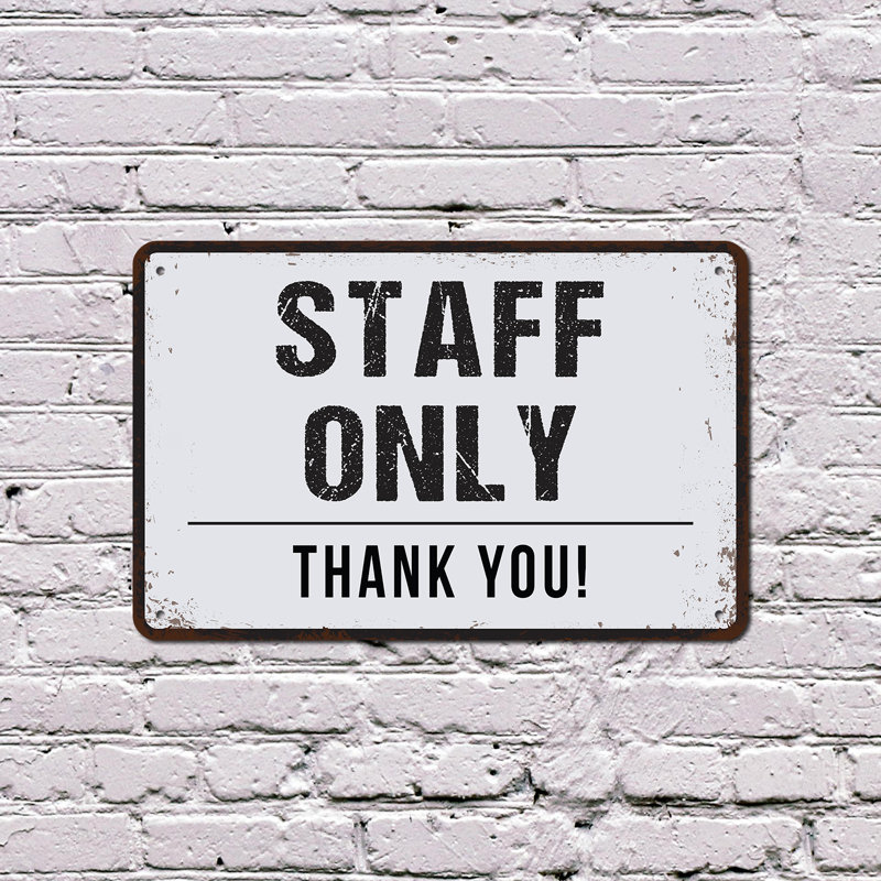 Enseigne de fantaisie en aluminium 10 po x 14 po Staff Staff Only
