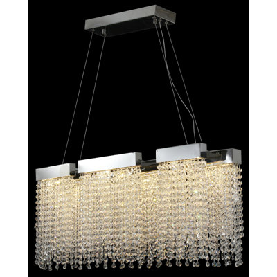 Lustre en cristal perlé transitionnel à DEL