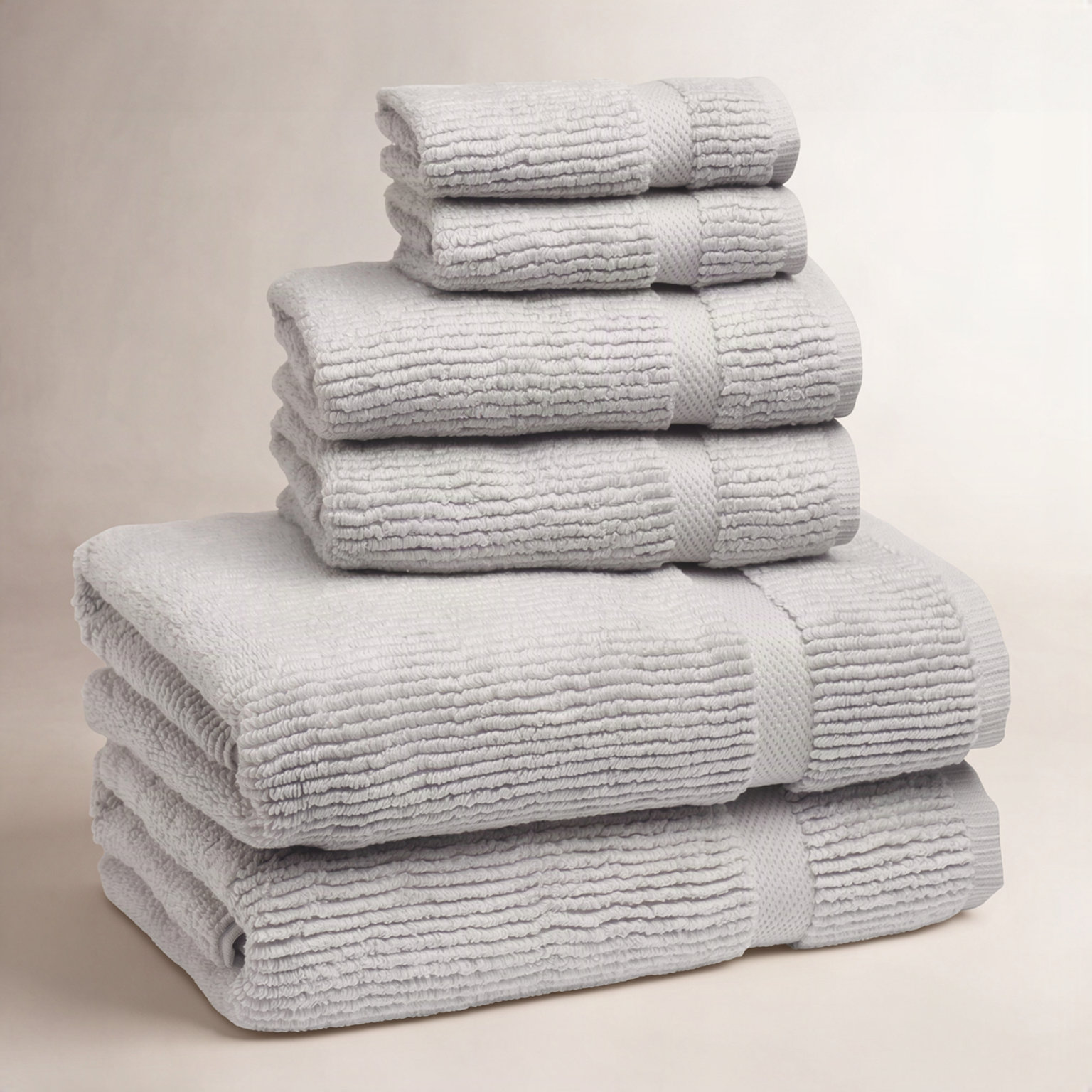 Bear 6-Piece Cotton Towel Set, Platinum