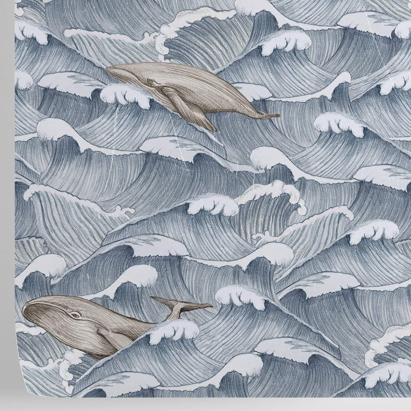 Abiba Vintage Waves and Whales Wallpaper
