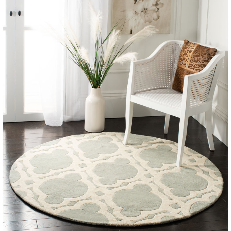 Carolene Hand Tufted Wool Geometric Rug, Round 5'