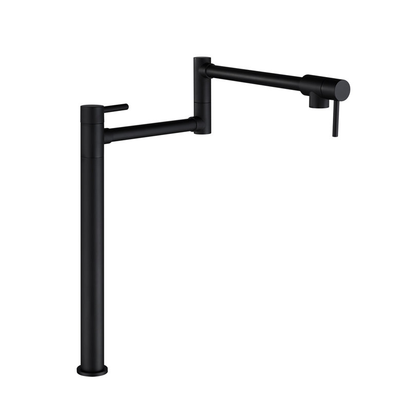 Pot Filler Faucet - Matte Black, Brass Material, 360 Rotation & Fold Function, Double Handles For Precise Water Supply, Corrosion And Oxidation Resistance Surface Treatment Black Appearance, Brass,