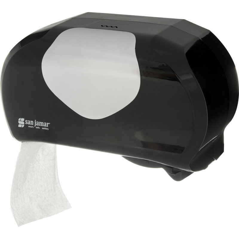 Summit Versatwin Toilet Paper Dispenser, Black/Stainless Steel