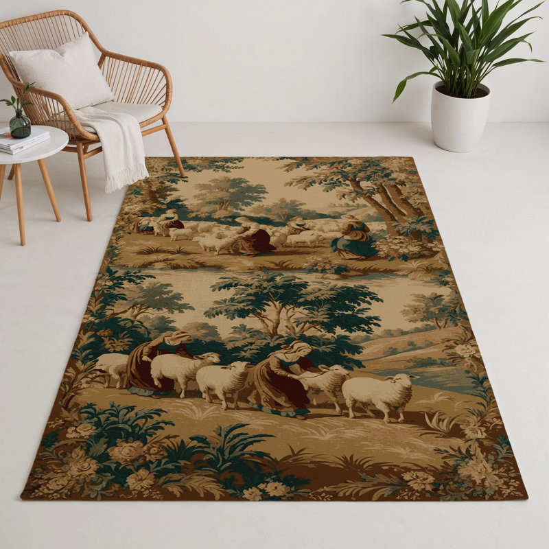 Tapis d'intérieur et d'extérieur brun français, Rectangulaire 3 pi x 5 pi