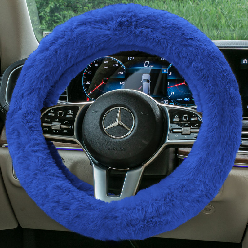 Housse de volant en fausse fourrure Doe16, Bleu