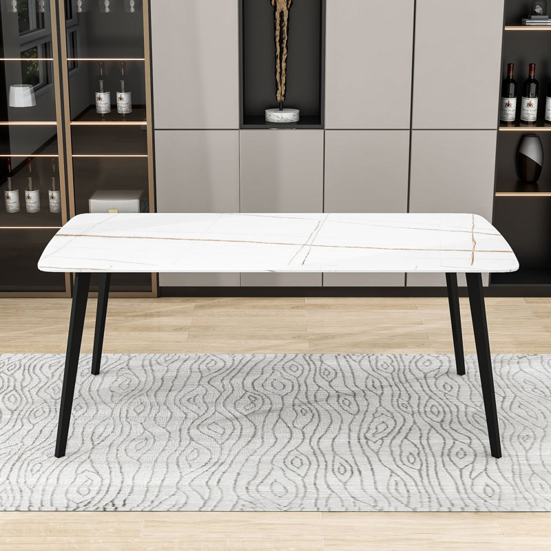 Tranesha Porcelain Dining Table, Ceramic Table for Dining Room, 35" W x 71" L