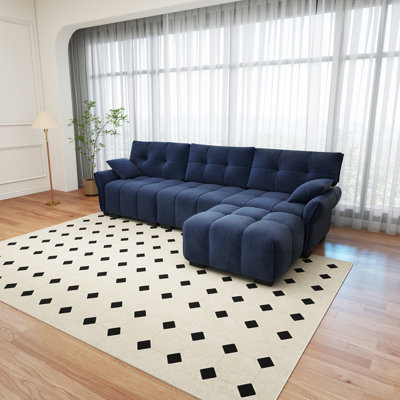 Ensemble de canapé à trois places avec repose-pieds et coussins., Bois massif, chenille texturée, coussins à haute résilience, idéal pour la vie, le salon, le bureau, les espaces hôteliers