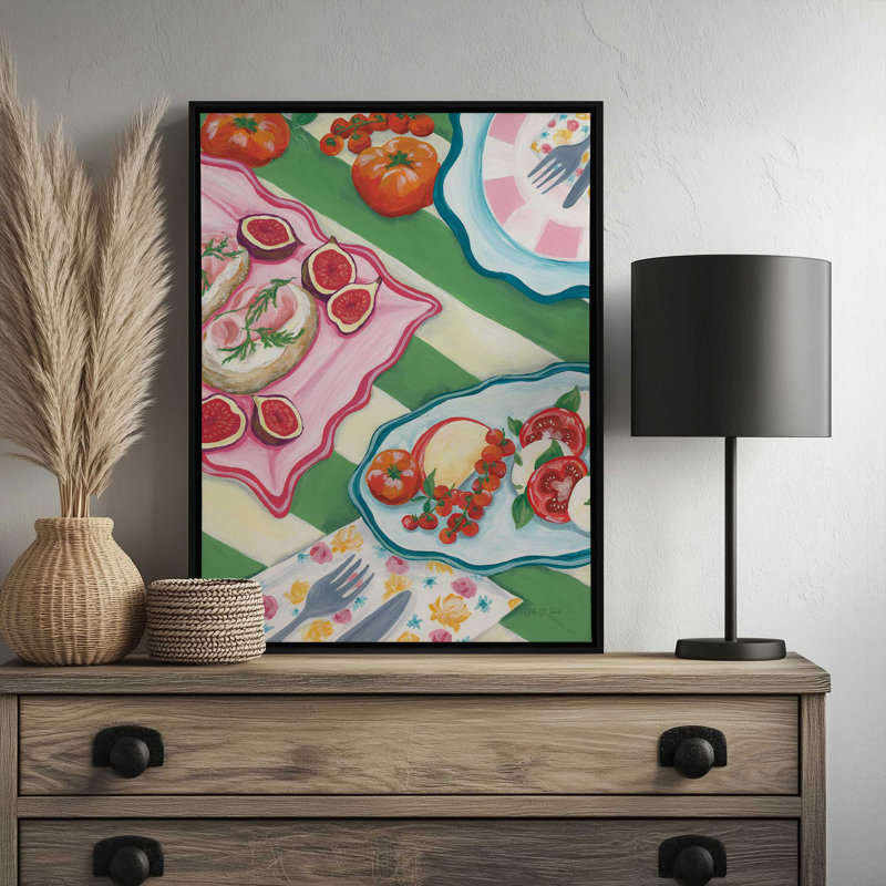 «Brunch II» par Yvette St. Amant, reproduction d'art, L 12 po x H 16 po, Blanc, Toile avec cadre