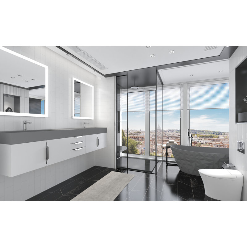 84" Amazon Double Bathroom Vanity with Top, White, Gray, Brushed Nickel