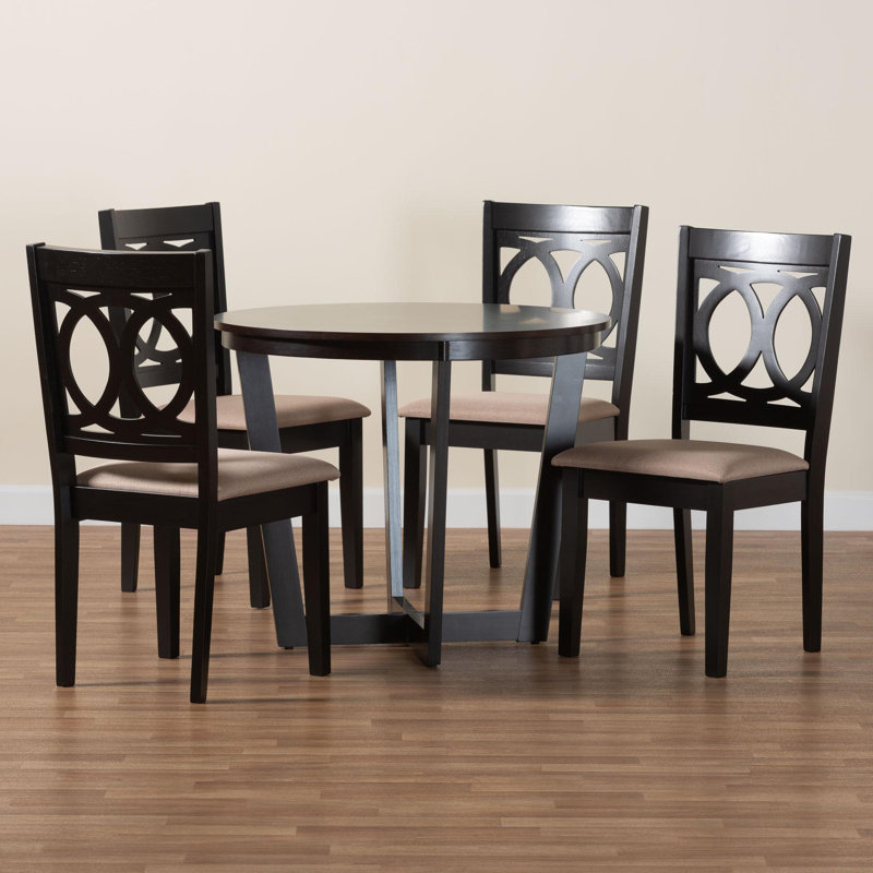 Hershel Baxton Studio Kara Modern Sand Dark Brown Finished Wood 5-Piece Dining Set, Tan