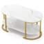 Table basse en marbre avec tablette de rangement ouverte