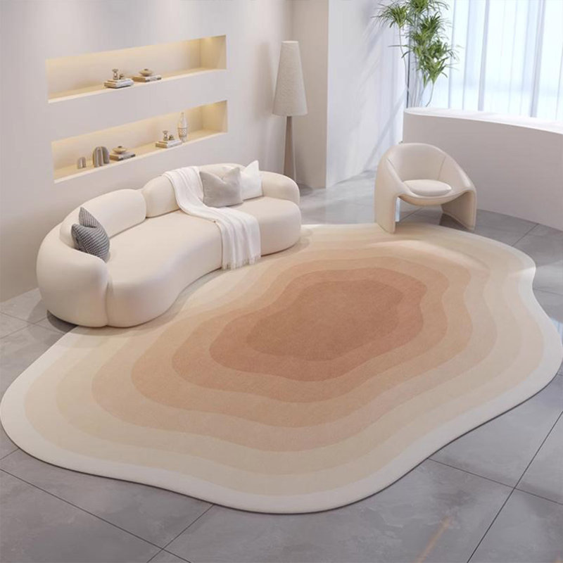 Tapis moderne abstrait, tapis à dégradé irrégulier pour le salon, tapis de chevet en forme de nuage, grand espace lavable antidérapant pour la cuisine du dortoir de l'entrée de la chambre à coucher, champagne