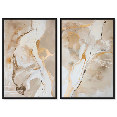Luxe Abstract Duo Gold Art 2 Panel Set Canvas Print by 