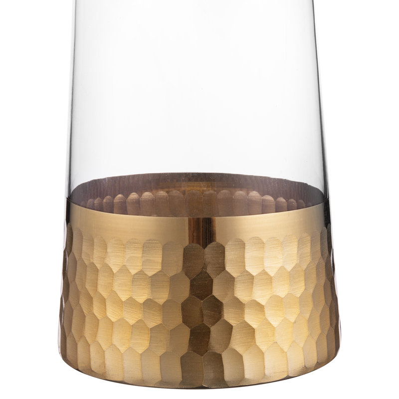 Clear/Gold 25cm Glass Table Vase