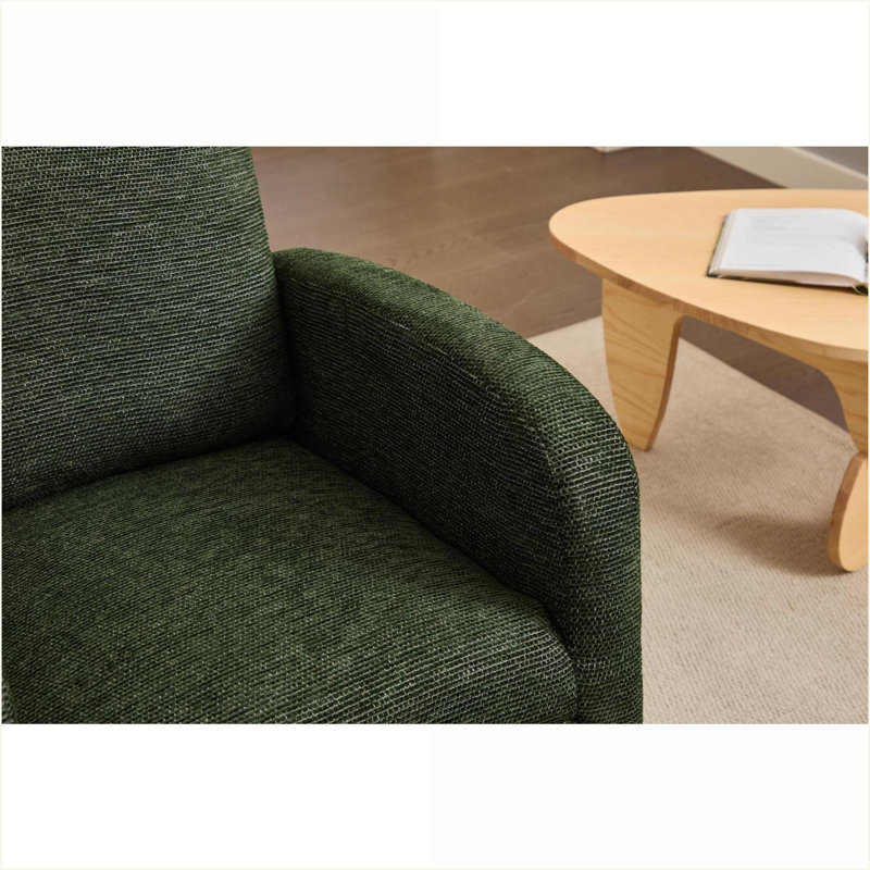 Chaise berçante, fauteuil de chambre de bébé moderne rembourré avec dossier haut, poche latérale | Pieds en bois massif | Mélange de polyester