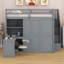 Lit mezzanine avec garde-robe, bureau et tablettes-916915661