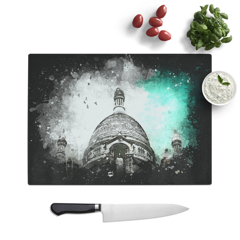 Tempered Glass Birds Above Sacre Coeur Paris Chopping Board, 20 cm x 28.5 cm