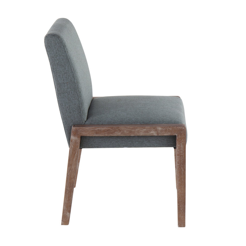 Chaise contemporaine Carmen en bois délavé blanc et tissu bleu sarcelle par - ensemble de 2