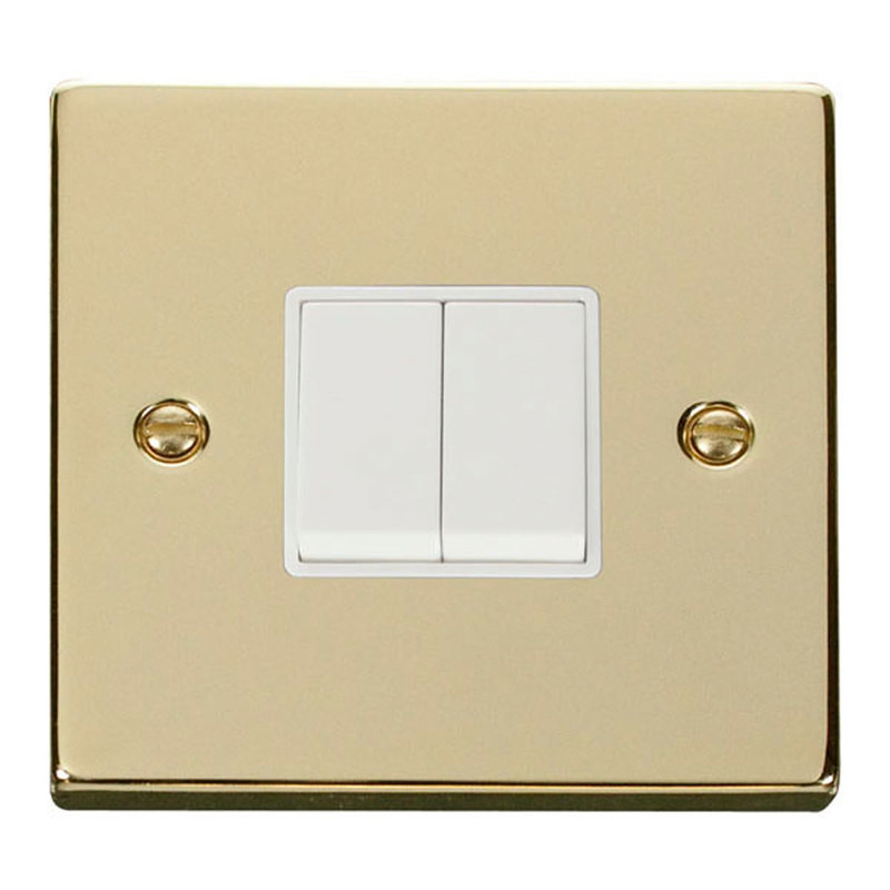 Polished Brass 10A 2 Gang 2 Way Light Switch