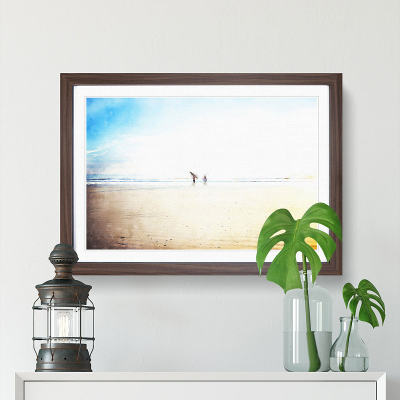 Heading to the Surf - Picture Frame Painting Print, 24cm H x 33cm W x 2cm D, Walnut Framed