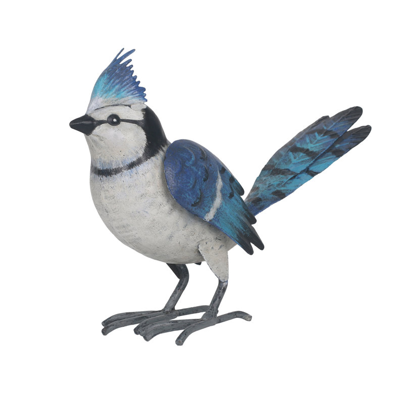 Statue miniature en métal bleu Jay