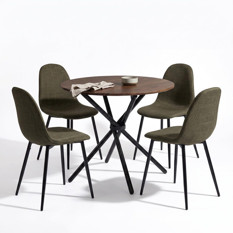 Ensemble de table de salle à manger 3 pièces avec 2 chaises rembourrées, Brown, Green