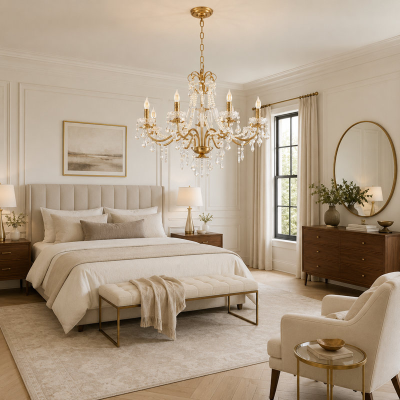 Hande 31" 8 - Light Empire Classic / Traditional Dimmable Chandelier with Crystal Accents